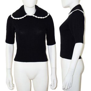 & OTHER STORIES Black Wide Collar Wool Sweater